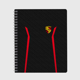 Тетрадь с принтом PORSCHE SPORT в Ухте, 100% бумага | 48 листов, плотность листов — 60 г/м2, плотность картонной обложки — 250 г/м2. Листы скреплены сбоку удобной пружинной спиралью. Уголки страниц и обложки скругленные. Цвет линий — светло-серый
 | auto | porsche | sport | авто | автомобиль | автомобильные | бренд | марка | машины | порше | спорт