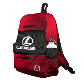 Рюкзак 3D с принтом LEXUS SPORT в Ухте, 100% полиэстер | лямки с регулируемой длиной, сверху петелька, чтобы рюкзак можно было повесить на вешалку. Основное отделение закрывается на молнию, как и внешний карман. Внутри два дополнительных кармана, один из которых закрывается на молнию. По бокам два дополнительных кармашка | auto | car | lexus | автомобиль | лексус | марка