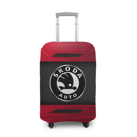 Чехол для чемодана 3D с принтом SKODA SPORT в Ухте, 86% полиэфир, 14% спандекс | двустороннее нанесение принта, прорези для ручек и колес | auto | car | skoda | автомобиль | марка