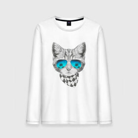 Мужской лонгслив хлопок с принтом Кот путешественник в Ухте, 100% хлопок |  | 