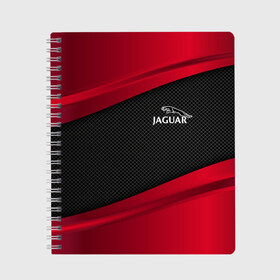 Тетрадь с принтом JAGUAR SPORT в Ухте, 100% бумага | 48 листов, плотность листов — 60 г/м2, плотность картонной обложки — 250 г/м2. Листы скреплены сбоку удобной пружинной спиралью. Уголки страниц и обложки скругленные. Цвет линий — светло-серый
 | auto | car | carbon | jaguar | автомобиль | машина