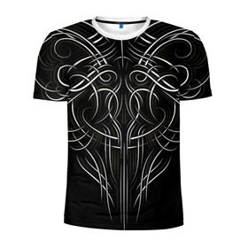 Мужская футболка 3D спортивная с принтом Tribal Pattern в Ухте, 100% полиэстер с улучшенными характеристиками | приталенный силуэт, круглая горловина, широкие плечи, сужается к линии бедра | biker | bodybuilding | cool | fitness | gothic | gym | pattern | sport | style | tattoo | tribal | тату