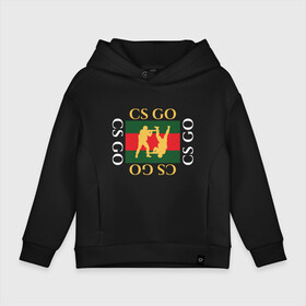 Детское худи Oversize хлопок с принтом CS GO gg в Ухте, френч-терри — 70% хлопок, 30% полиэстер. Мягкий теплый начес внутри —100% хлопок | боковые карманы, эластичные манжеты и нижняя кромка, капюшон на магнитной кнопке | counter | cs | cs:go | global | go | gucci | offensive | strike | гучи