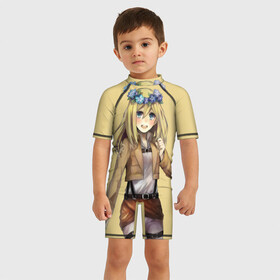 Детский купальный костюм 3D с принтом Криста Ленц. АТАКА ТИТАНОВ в Ухте, Полиэстер 85%, Спандекс 15% | застежка на молнии на спине | anime | attack on titan | аниме | армин арлерт | атака титанов | манга | микаса аккерман | титаны | эрен йегер