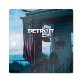 Магнит виниловый Квадрат с принтом Detroit: Become Human city в Ухте, полимерный материал с магнитным слоем | размер 9*9 см, закругленные углы | Тематика изображения на принте: connor | cyberlife | deviant | ps4 | rk800 |  detroit: become human | детроит | детроит: стать человеком | игры | коннор | пиратs | эксклюзив