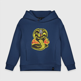 Детское худи Oversize хлопок с принтом Cobra Kai в Ухте, френч-терри — 70% хлопок, 30% полиэстер. Мягкий теплый начес внутри —100% хлопок | боковые карманы, эластичные манжеты и нижняя кромка, капюшон на магнитной кнопке | cobra | змея | кобра