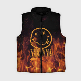 Женский жилет утепленный 3D с принтом Nirvana в Ухте,  |  | cobain | kurt | nevermino | nirvana | альтернативный | гранж | грол | группа | дональд | кобейн | курт | музыка | надпись | нервана | нирвана | новоселич | певец | рок | смайл | смайлик | солист