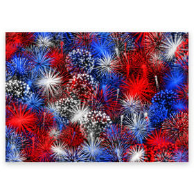 Поздравительная открытка с принтом Салют в Ухте, 100% бумага | плотность бумаги 280 г/м2, матовая, на обратной стороне линовка и место для марки
 | 12 июня | firework | белый | день россии | красный | патриот | праздник | россия | синий | фейерверк