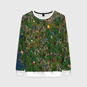 Женский свитшот 3D с принтом heroes of might and magic в Ухте, 100% полиэстер с мягким внутренним слоем | круглый вырез горловины, мягкая резинка на манжетах и поясе, свободная посадка по фигуре | heroes of might and magic | homm | homm3 | might | игра | игры | карта