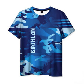 Мужская футболка 3D с принтом BIATHLON в Ухте, 100% полиэфир | прямой крой, круглый вырез горловины, длина до линии бедер | biathlon | sport | беатлон | беотлон | биатлон | биотлон | борьба | винтовка | линии | лыжи | надпись | полосы | россии | россия | рф | сборная | символ | состязание | спорт | стрельба | флаг