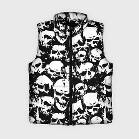 Женский жилет утепленный 3D с принтом черепа в Ухте,  |  | skull | паттерн | черно белый