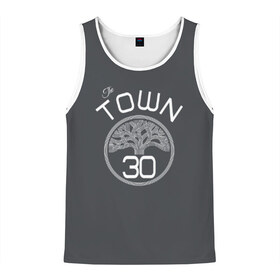 Мужская майка 3D с принтом Stephen Curry форма GSW Town в Ухте, 100% полиэстер | круглая горловина, приталенный силуэт, длина до линии бедра. Пройма и горловина окантованы тонкой бейкой | 