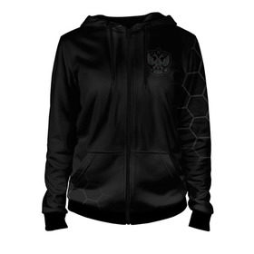 Женская толстовка 3D на молнии с принтом Russia 2018 (Legend) в Ухте, 100% полиэстер | длина до линии бедра, манжеты и пояс оформлены мягкой тканевой резинкой, двухслойный капюшон со шнурком для регулировки, спереди молния, по бокам два кармана | 0x000000123 | black | eagle | russia | блек | герб | россия | спорт | тренд