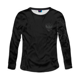 Женский лонгслив 3D с принтом Russia 2018 (Legend) в Ухте, 100% полиэстер | длинные рукава, круглый вырез горловины, полуприлегающий силуэт | 0x000000123 | black | eagle | russia | блек | герб | россия | спорт | тренд