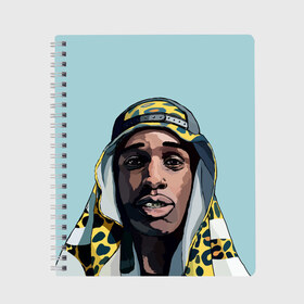 Тетрадь с принтом ASAP Rocky в Ухте, 100% бумага | 48 листов, плотность листов — 60 г/м2, плотность картонной обложки — 250 г/м2. Листы скреплены сбоку удобной пружинной спиралью. Уголки страниц и обложки скругленные. Цвет линий — светло-серый
 | aap | asap | asaprocky | explicit | mayers | rakim | rakimmayers | rocky | testing | worldwide | асап | майерс | откровенный | раким | ракиммайерс | роки | рокки | эйсап | эйсэп
