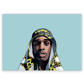 Поздравительная открытка с принтом ASAP Rocky в Ухте, 100% бумага | плотность бумаги 280 г/м2, матовая, на обратной стороне линовка и место для марки
 | aap | asap | asaprocky | explicit | mayers | rakim | rakimmayers | rocky | testing | worldwide | асап | майерс | откровенный | раким | ракиммайерс | роки | рокки | эйсап | эйсэп