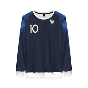 Женский свитшот 3D с принтом Mbappe home WC 2018 в Ухте, 100% полиэстер с мягким внутренним слоем | круглый вырез горловины, мягкая резинка на манжетах и поясе, свободная посадка по фигуре | confederation | cup | euro | france | world | европы | килиан | конфедераций | кубок | мбаппе | мира | франция | чемпионат