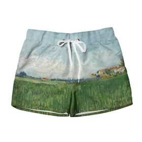 Женские шорты 3D Ван Гог. Сельские Дома: в Ухте, 100% полиэстер | прямой крой, два кармана без застежек по бокам. Мягкая трикотажная резинка на поясе, внутри которой широкие завязки. Длина до середины бедра | вангог | винсент | живопись | картина