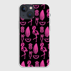 Чехол для iPhone 13 mini с принтом Светящийся фламинго в Ухте,  |  | Тематика изображения на принте: африка | крылья | мода | прикольные | природа | птица | розовый | фламинго | цвет | яркие