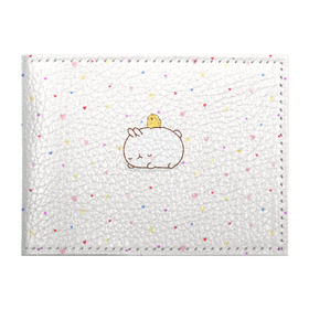 Обложка для студенческого билета с принтом Molang Птенчик в Ухте, натуральная кожа | Размер: 11*8 см; Печать на всей внешней стороне | kawaii | аниме | зайчик | зая | заяц | каваи | мимими | моланг | птенец | птенчик | розовый