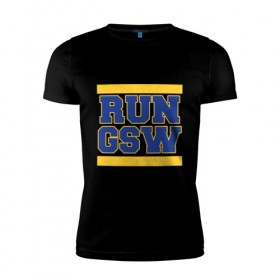 Мужская футболка премиум с принтом Run Golden State в Ухте, 92% хлопок, 8% лайкра | приталенный силуэт, круглый вырез ворота, длина до линии бедра, короткий рукав | 