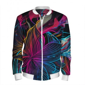 Мужской бомбер 3D с принтом Floral Design 2 в Ухте, 100% полиэстер | застегивается на молнию, по бокам два кармана без застежек, по низу бомбера и на воротнике - эластичная резинка | 