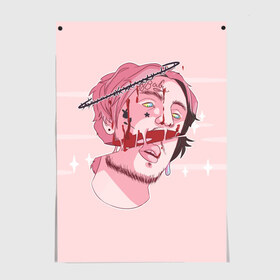 Постер с принтом Lil Peep (1) в Ухте, 100% бумага
 | бумага, плотность 150 мг. Матовая, но за счет высокого коэффициента гладкости имеет небольшой блеск и дает на свету блики, но в отличии от глянцевой бумаги не покрыта лаком | Тематика изображения на принте: baby | benz truck | cry | cry baby | lil | lil peep | peep | лил | лил пип | пип