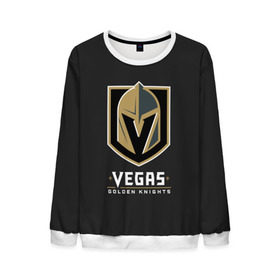 Мужской свитшот 3D с принтом Vegas Golden Knights в Ухте, 100% полиэстер с мягким внутренним слоем | круглый вырез горловины, мягкая резинка на манжетах и поясе, свободная посадка по фигуре | Тематика изображения на принте: 