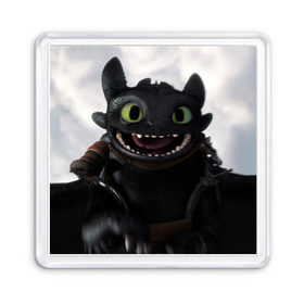 Магнит 55*55 с принтом как приручить дракона в Ухте, Пластик | Размер: 65*65 мм; Размер печати: 55*55 мм | how to train your dragon | беззубик | дракон | как приручить дракона | ночная фурия