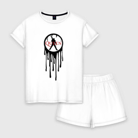 Женская пижама с шортиками хлопок с принтом Queen в Ухте, 100% хлопок | футболка прямого кроя, шорты свободные с широкой мягкой резинкой | paul rodgers | queen | quen | брайан мэй | глэм | группа | джон дикон | квин | королева | куин | меркури | меркьюри | мэркури | поп | роджер тейлор | рок | фредди | фреди | хард | хардрок