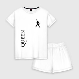 Женская пижама с шортиками хлопок с принтом Queen в Ухте, 100% хлопок | футболка прямого кроя, шорты свободные с широкой мягкой резинкой | paul rodgers | queen | quen | брайан мэй | глэм | группа | джон дикон | квин | королева | куин | меркури | меркьюри | мэркури | поп | роджер тейлор | рок | фредди | фреди | хард | хардрок