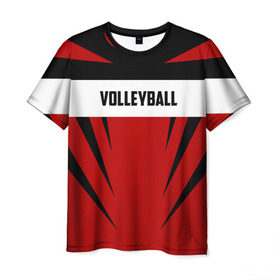 Мужская футболка 3D с принтом Volleyball в Ухте, 100% полиэфир | прямой крой, круглый вырез горловины, длина до линии бедер | sport | volleyball | волейбол | спорт
