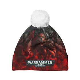 Шапка 3D c помпоном с принтом Warhammer 40000: Dawn Of War в Ухте, 100% полиэстер | универсальный размер, печать по всей поверхности изделия | Тематика изображения на принте: relic entertainment | warhammer 40000: dawn of war | черепа