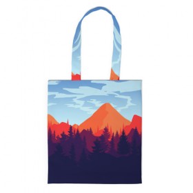 Сумка 3D повседневная с принтом Firewatch collection в Ухте, 100% полиэстер | Плотность: 200 г/м2; Размер: 34×35 см; Высота лямок: 30 см | art | campo santo | firewatch | game | горы | закат | игра | лес | пейзаж | пожарный дозор | солнце | холмы