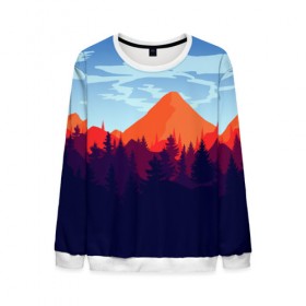 Мужской свитшот 3D с принтом Firewatch collection в Ухте, 100% полиэстер с мягким внутренним слоем | круглый вырез горловины, мягкая резинка на манжетах и поясе, свободная посадка по фигуре | art | campo santo | firewatch | game | горы | закат | игра | лес | пейзаж | пожарный дозор | солнце | холмы