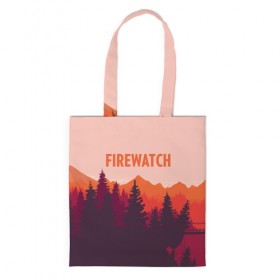 Сумка 3D повседневная с принтом FIREWATCH в Ухте, 100% полиэстер | Плотность: 200 г/м2; Размер: 34×35 см; Высота лямок: 30 см | art | campo santo | firewatch | game | горы | закат | игра | лес | пейзаж | пожарный дозор | солнце | холмы