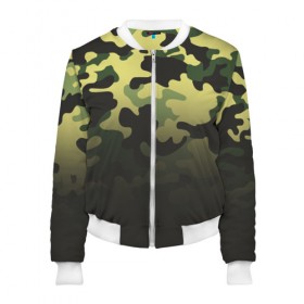 Женский бомбер 3D с принтом Camouflage - Series 3 в Ухте, 100% полиэстер | застегивается на молнию, по бокам два кармана без застежек, мягкие манжеты, по низу бомбера и на воротнике — эластичная резинка | 