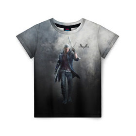 Детская футболка 3D с принтом Devil May Cry 5 в Ухте, 100% гипоаллергенный полиэфир | прямой крой, круглый вырез горловины, длина до линии бедер, чуть спущенное плечо, ткань немного тянется | cry | dante | devil | dmc | game | may | данте | дьявол | игра | слэшер | экшн