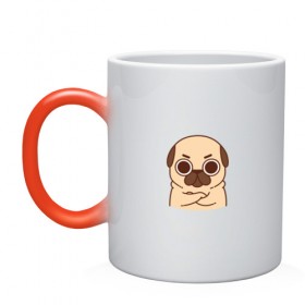 Кружка хамелеон с принтом Puglie Pug Сердитый в Ухте, керамика | меняет цвет при нагревании, емкость 330 мл | 