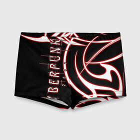 Детские купальные плавки 3D с принтом Cyberpunk 2077 в Ухте, Полиэстер 85%, Спандекс 15% | Слитный крой, подклад по переду изделия, узкие бретели | action | cyberpunk | projekt red | rpg | игра | кибер | мир | панк | средневековья | фэнтези