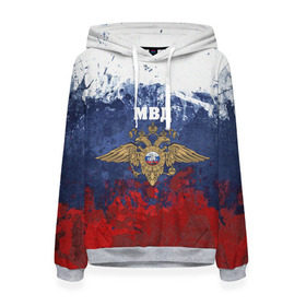 Женская толстовка 3D с принтом МВД в Ухте, 100% полиэстер  | двухслойный капюшон со шнурком для регулировки, мягкие манжеты на рукавах и по низу толстовки, спереди карман-кенгуру с мягким внутренним слоем. | 