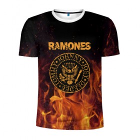 Мужская футболка 3D спортивная с принтом Ramones в Ухте, 100% полиэстер с улучшенными характеристиками | приталенный силуэт, круглая горловина, широкие плечи, сужается к линии бедра | ramones | джонни | джоуи | ди ди томми | рамон | рамонес | рамоун | рамоунз | рамоунс | рок группа