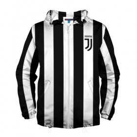Мужская ветровка 3D с принтом JUVENTUS в Ухте, 100% полиэстер | подол и капюшон оформлены резинкой с фиксаторами, два кармана без застежек по бокам, один потайной карман на груди | juventus | полоски | спорт | футбол | эмблема