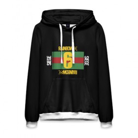 Мужская толстовка 3D с принтом МОДНЫЙ ОПЕРАТИВНИК R6S в Ухте, 100% полиэстер | двухслойный капюшон со шнурком для регулировки, мягкие манжеты на рукавах и по низу толстовки, спереди карман-кенгуру с мягким внутренним слоем. | 