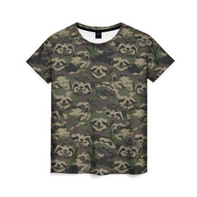 Женская футболка 3D Лига лени: в Ухте, 100% полиэфир ( синтетическое хлопкоподобное полотно) | прямой крой, круглый вырез горловины, длина до линии бедер | камуфляж | ленивец | лень
