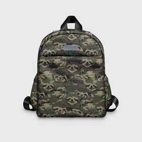 Детский рюкзак 3D с принтом Лига лени в Ухте, 100% полиэстер | лямки с регулируемой длиной, сверху петелька, чтобы рюкзак можно было повесить на вешалку. Основное отделение закрывается на молнию, как и внешний карман. Внутри дополнительный карман. По бокам два дополнительных кармашка | камуфляж | ленивец | лень