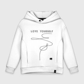 Детское худи Oversize хлопок с принтом  LOVE YOURSELF _ в Ухте, френч-терри — 70% хлопок, 30% полиэстер. Мягкий теплый начес внутри —100% хлопок | боковые карманы, эластичные манжеты и нижняя кромка, капюшон на магнитной кнопке | bangtan boys | bts | бантаны | бтс