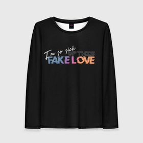 Женский лонгслив 3D с принтом FAKE LOVE в Ухте, 100% полиэстер | длинные рукава, круглый вырез горловины, полуприлегающий силуэт | bangtan boys | bts | бантаны | бтс