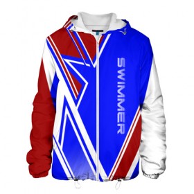 Мужская куртка 3D с принтом Swimmer в Ухте, ткань верха — 100% полиэстер, подклад — флис | прямой крой, подол и капюшон оформлены резинкой с фиксаторами, два кармана без застежек по бокам, один большой потайной карман на груди. Карман на груди застегивается на липучку | пловец | пловчиха