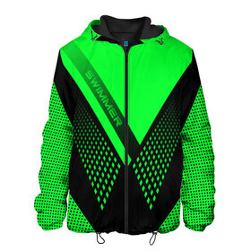 Мужская куртка 3D с принтом Swimmer в Ухте, ткань верха — 100% полиэстер, подклад — флис | прямой крой, подол и капюшон оформлены резинкой с фиксаторами, два кармана без застежек по бокам, один большой потайной карман на груди. Карман на груди застегивается на липучку | пловец | пловчиха